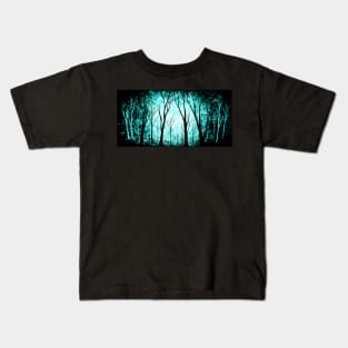 Minimal Black and Turquoise Forest Art Kids T-Shirt